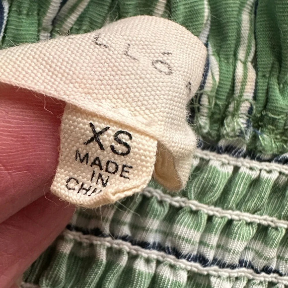 Boho Smocked Bodice Striped Wide Leg Jumpsuit Pockets, XS - Picture 13 of 16